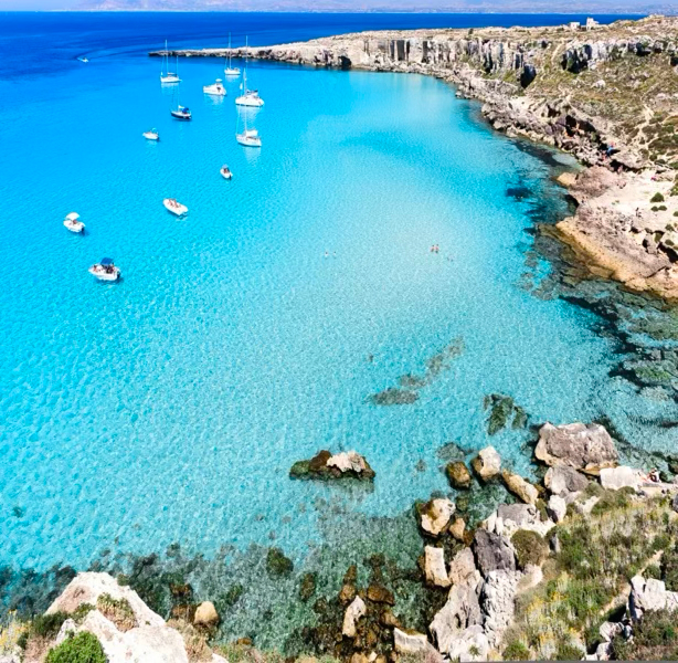 Mini-croisière Egadi (Favignana, Levanzo, Cala Mennula) depuis l'hôtel Hopps